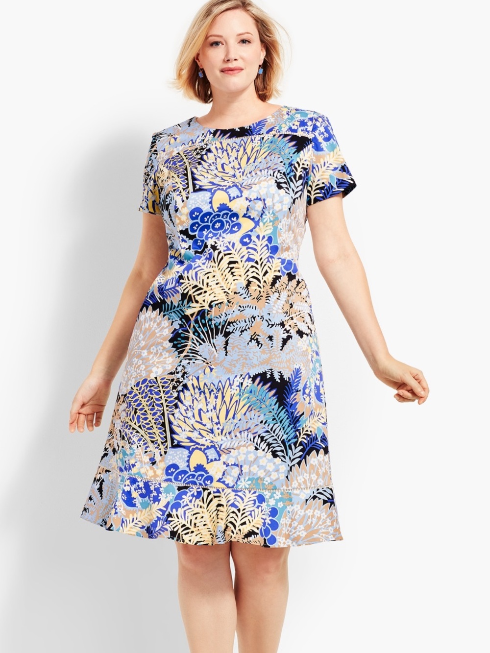 Talbots Botanical Garden botanical print flounce hem sheath dress